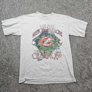 Vintage Cincinnati Reds Shirt Mens Medium Gray National Champions Single Stitch
